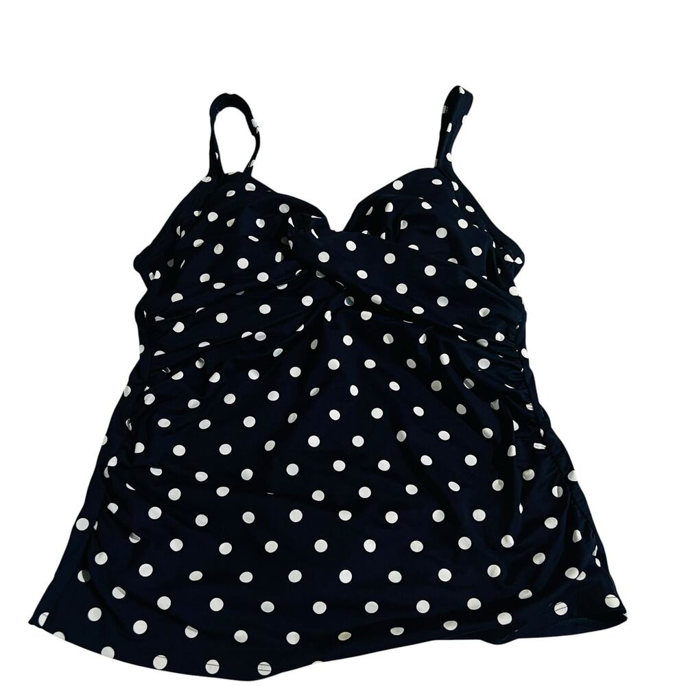 Lands End Polka Dot Tankini Size 12 Navy White - Picture 2 of 5